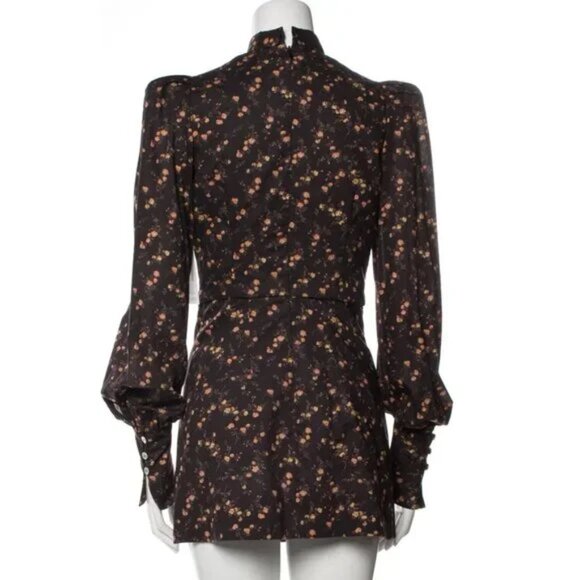 The Vampire's Wife Bow Tie Floral Cotton Mini Dress in Black US 4 - Picture 5 of 6